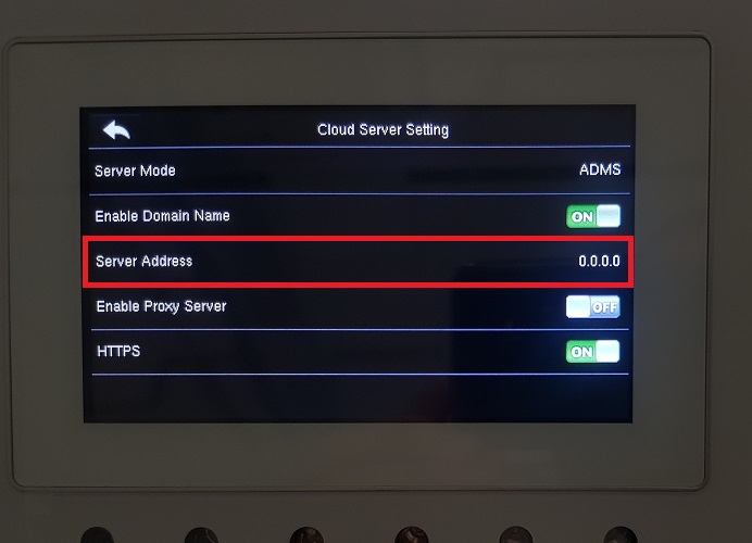 Server Address option